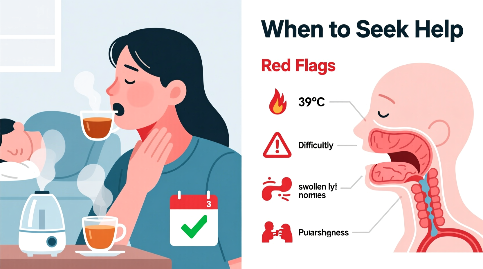 sore throat for 3 days causes relief and when to worry