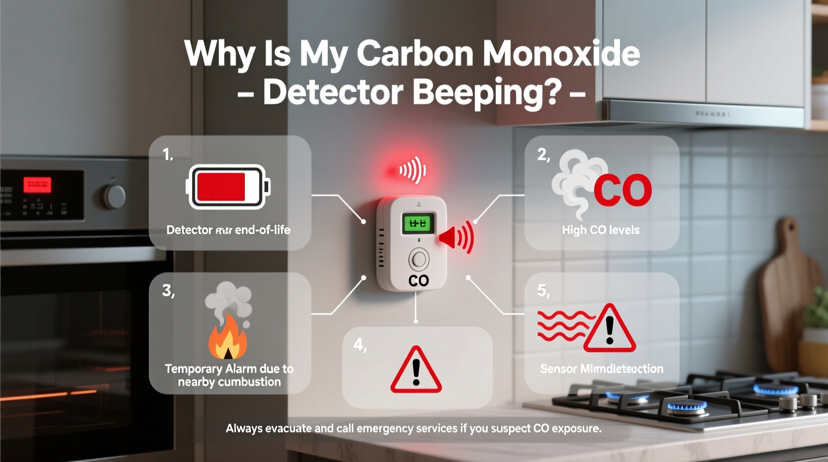 why is my carbon monoxide detector beeping common causes