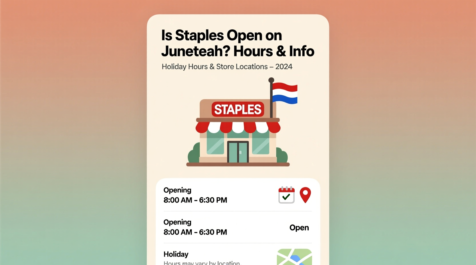 is staples open on juneteenth