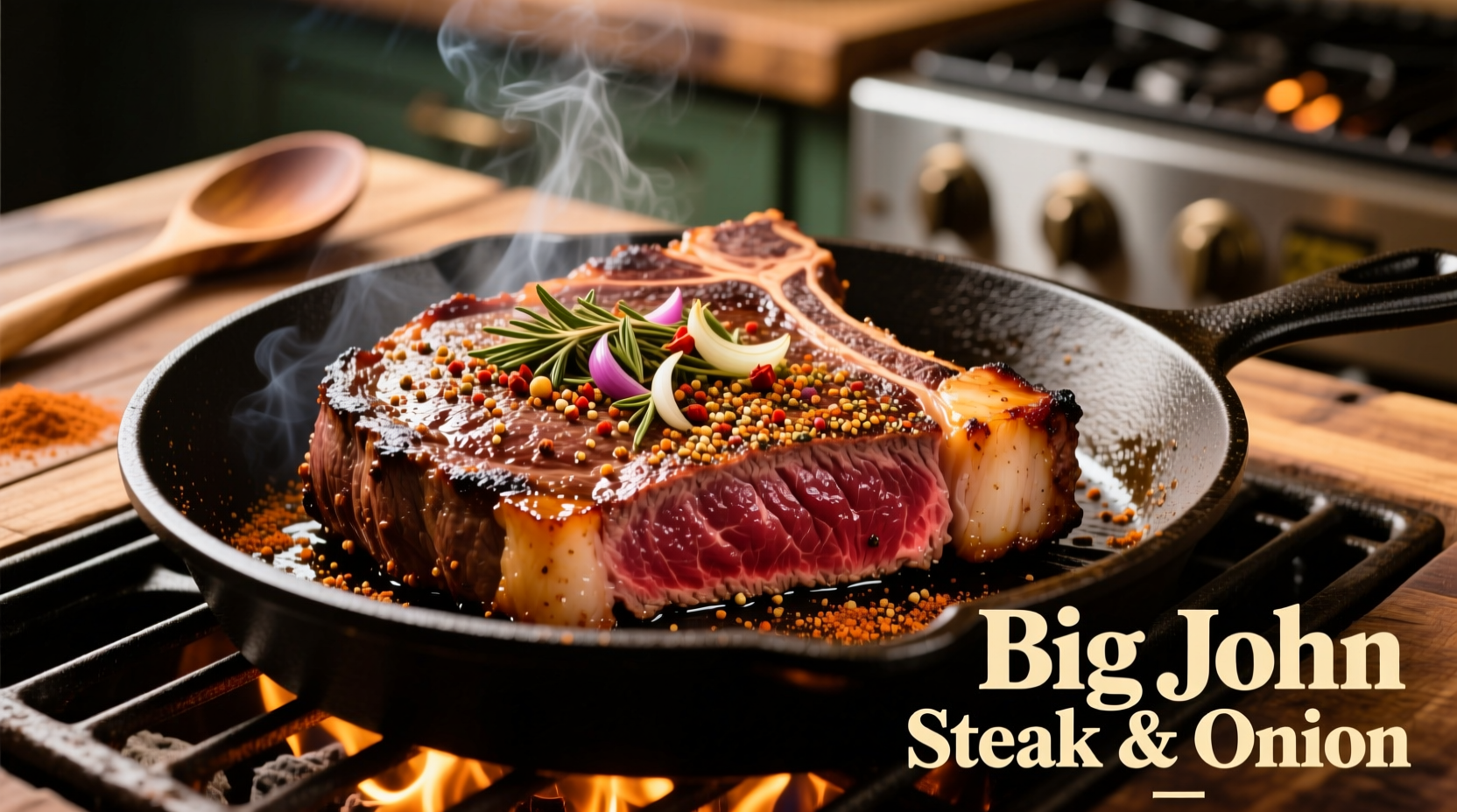 Steak seasoned with Big John Steak and Onion before grilling