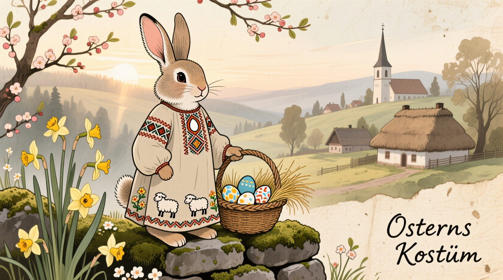 a drawing of an easter bunny
