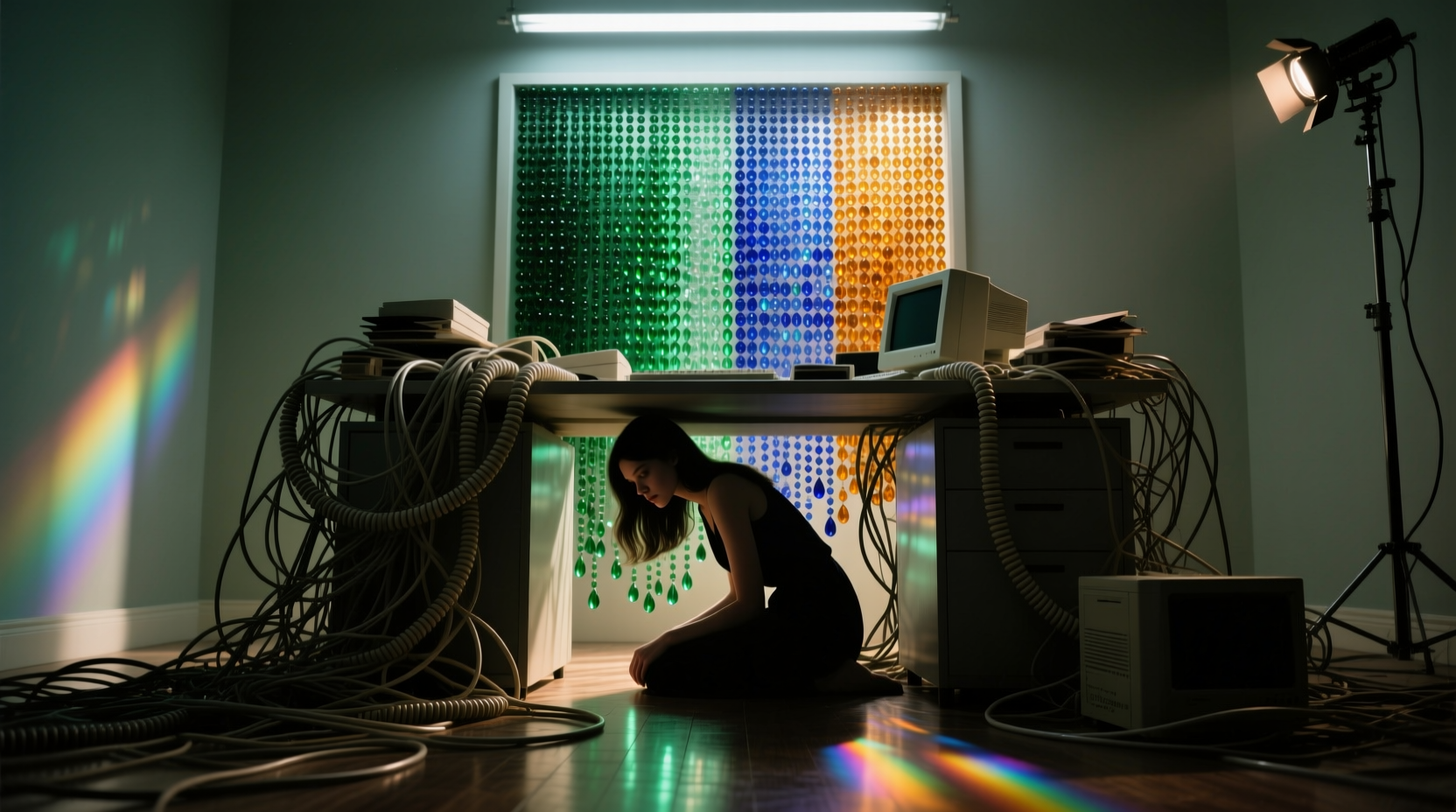 How to Hide Under Desk Cords with an Attractive Beaded Panel