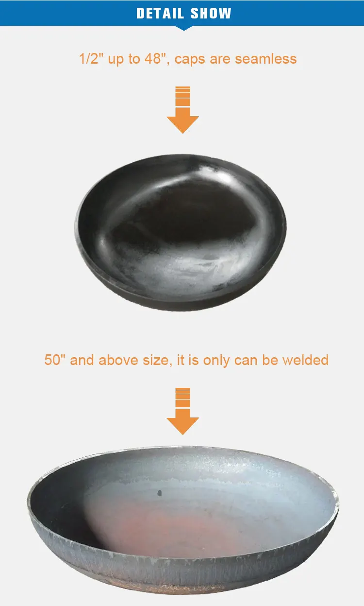 colocaciones modificadas para requisitos particulares hemisféricas de acero de los casquillos de extremo del acero de aleación de la tubería de acero del tamaño sch40 del casquillo de la soldadura de carbono