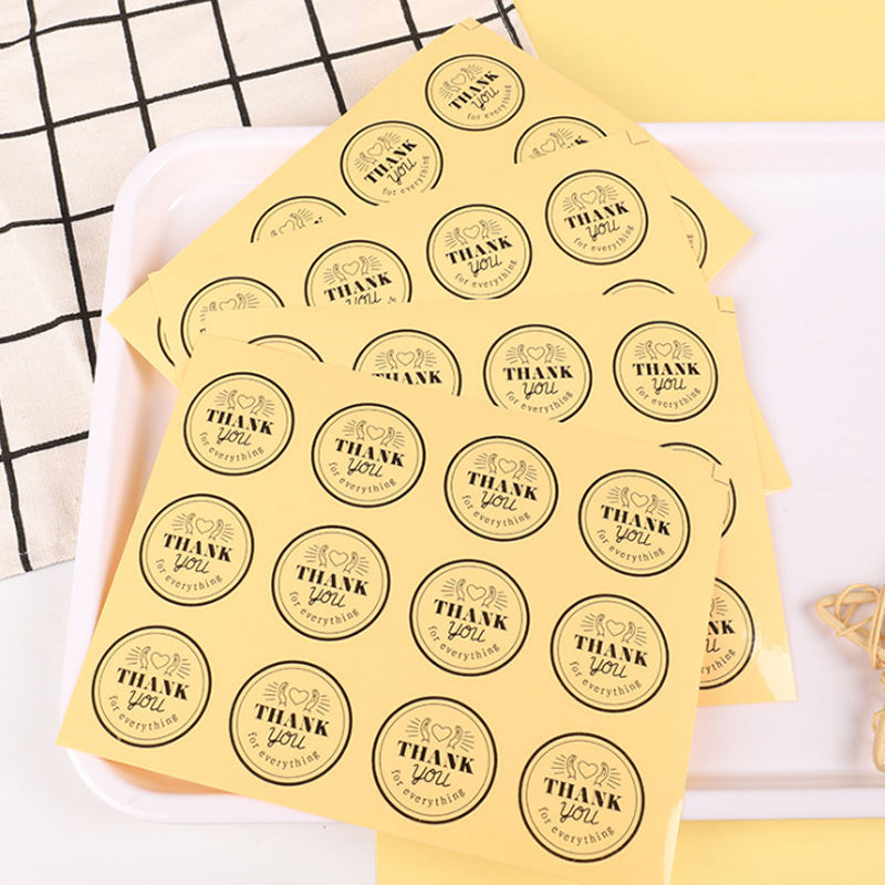 卡哇伊圆形透明包装标签密封贴纸,品牌名称徽标贴纸diy礼品多功能装饰