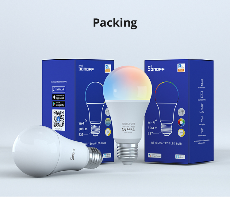 SONOFF B05-BL A60 WiFi Smart e27 LED RGB Bulb Lighting Support Smart Dimmer Color Changing