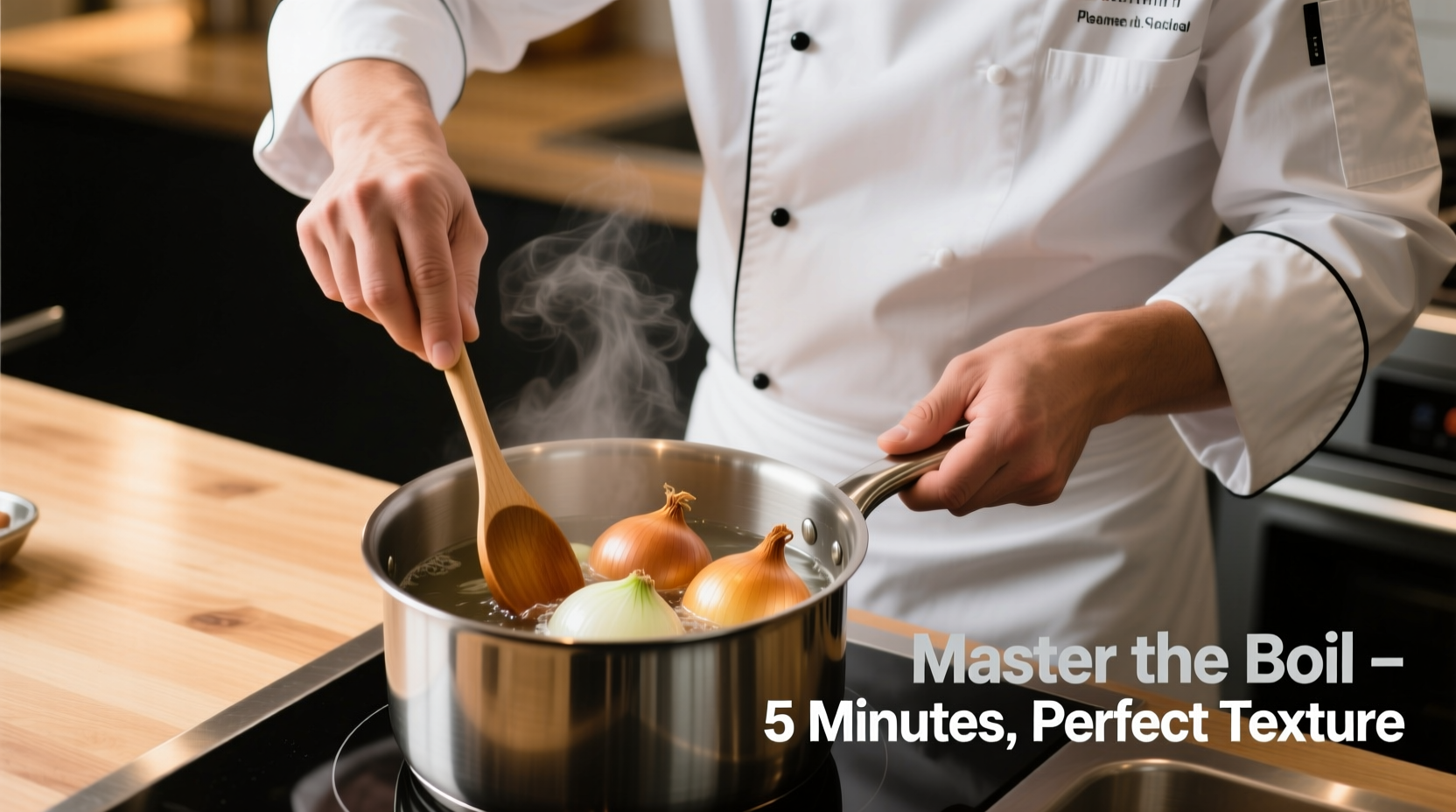 Chef demonstrating proper onion boiling technique