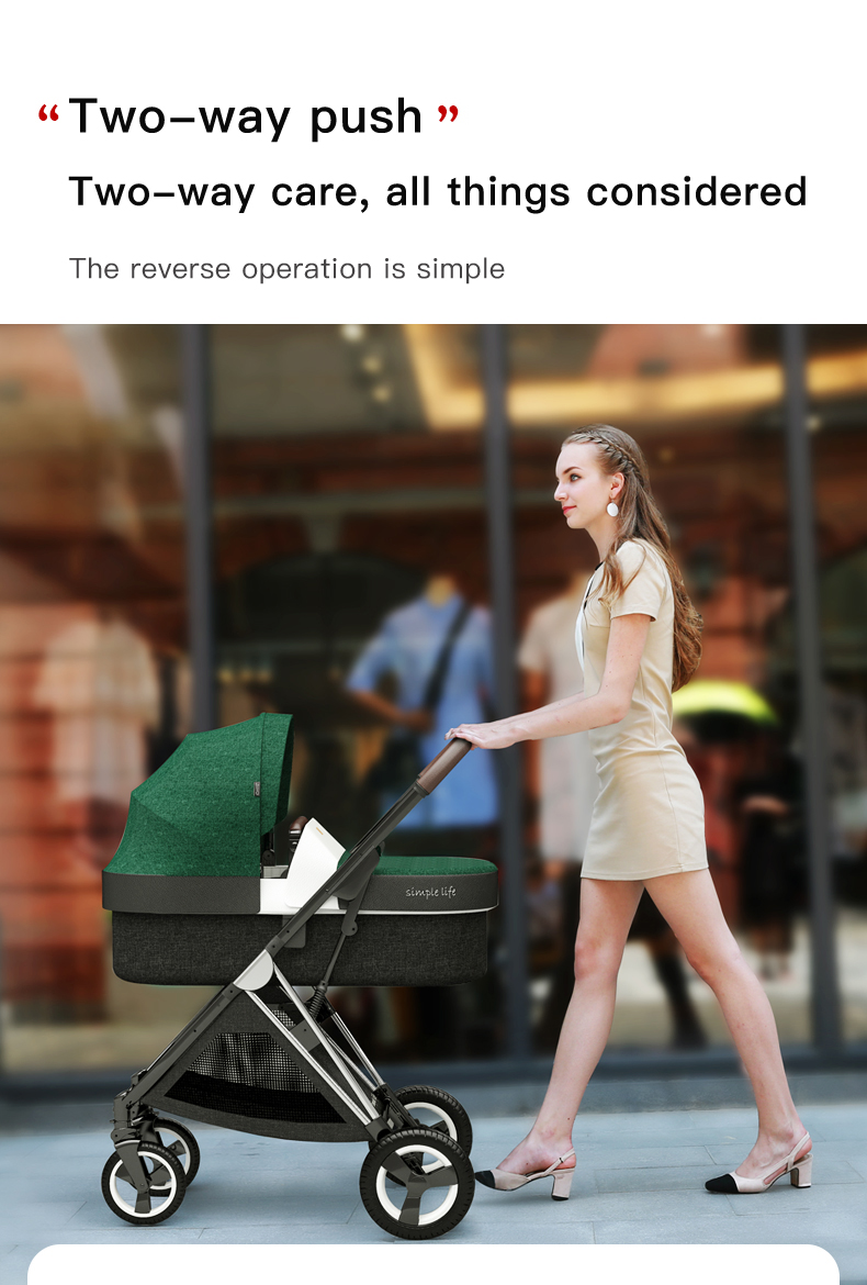 High view baby stroller can sit or lie down two-way shock absorbent portable folding baby stroller
