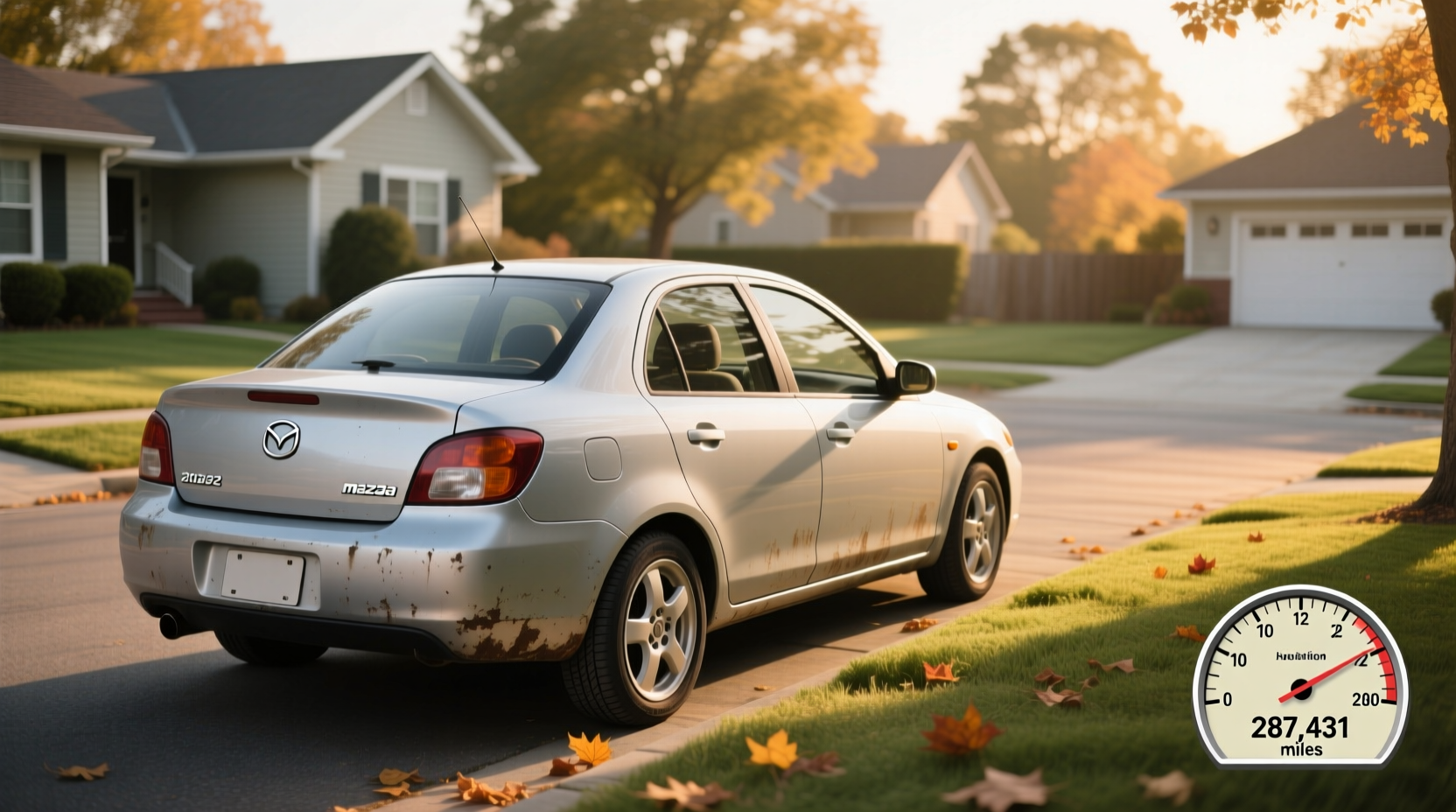 2002 Mazda Protege5 hatchback in silver on urban street