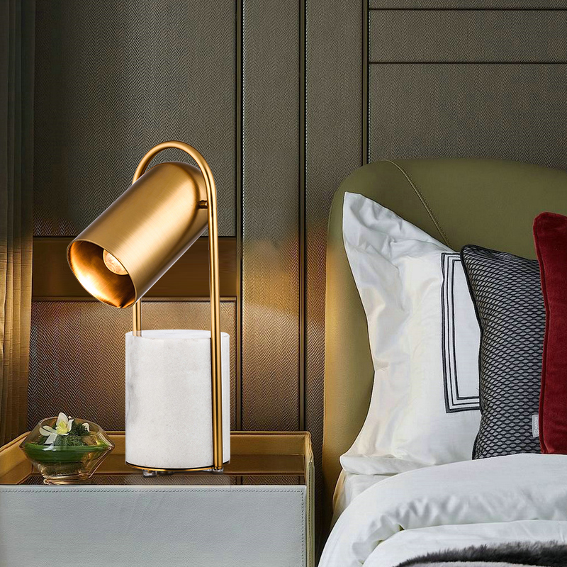 post modern golden table lamp luxury creative marble table lamp electroplating lampshade light
