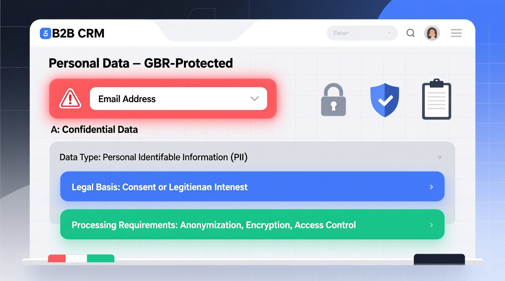 is email address considered confidential gdpr b2b crm