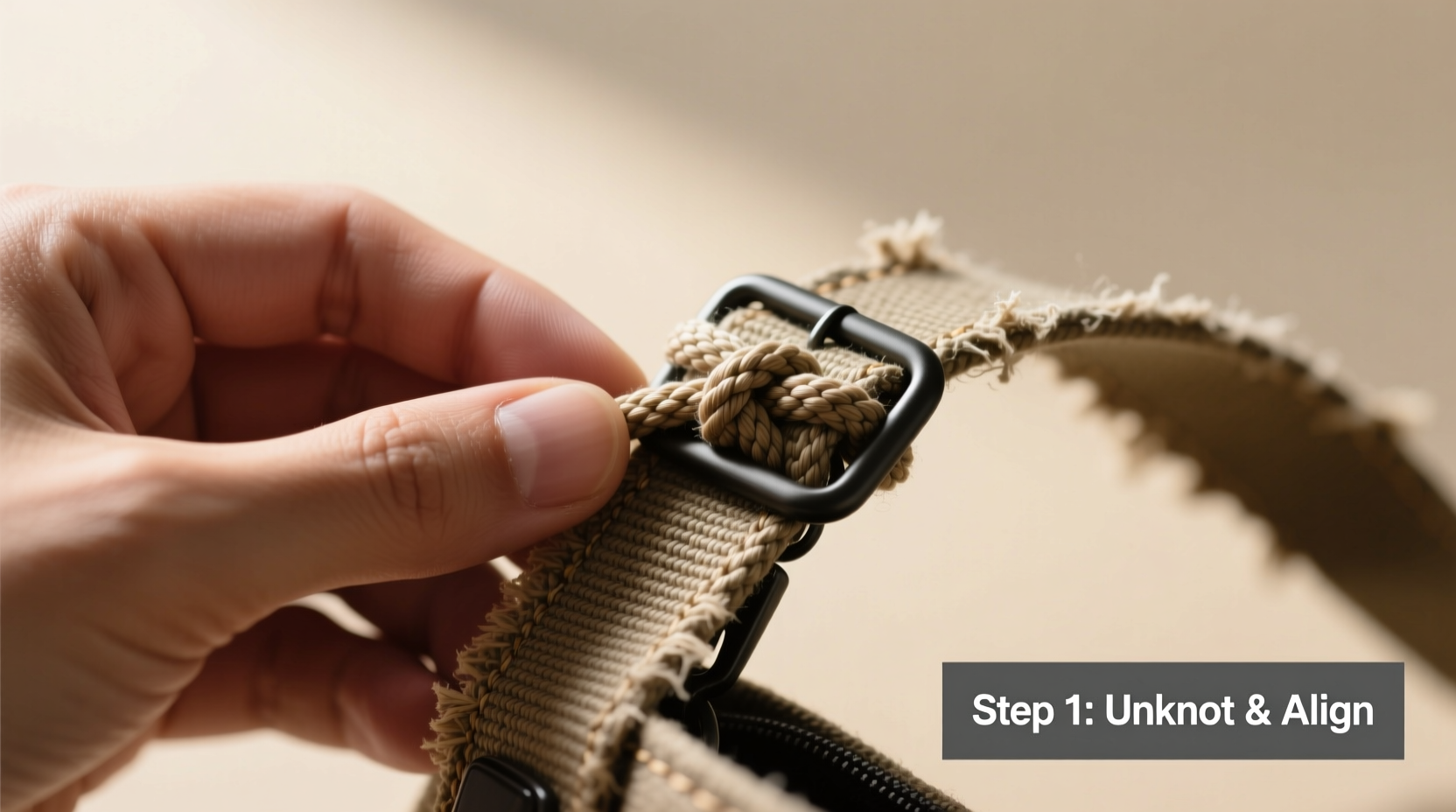 simple and effective techniques to untangle and adjust a knotted bag strap