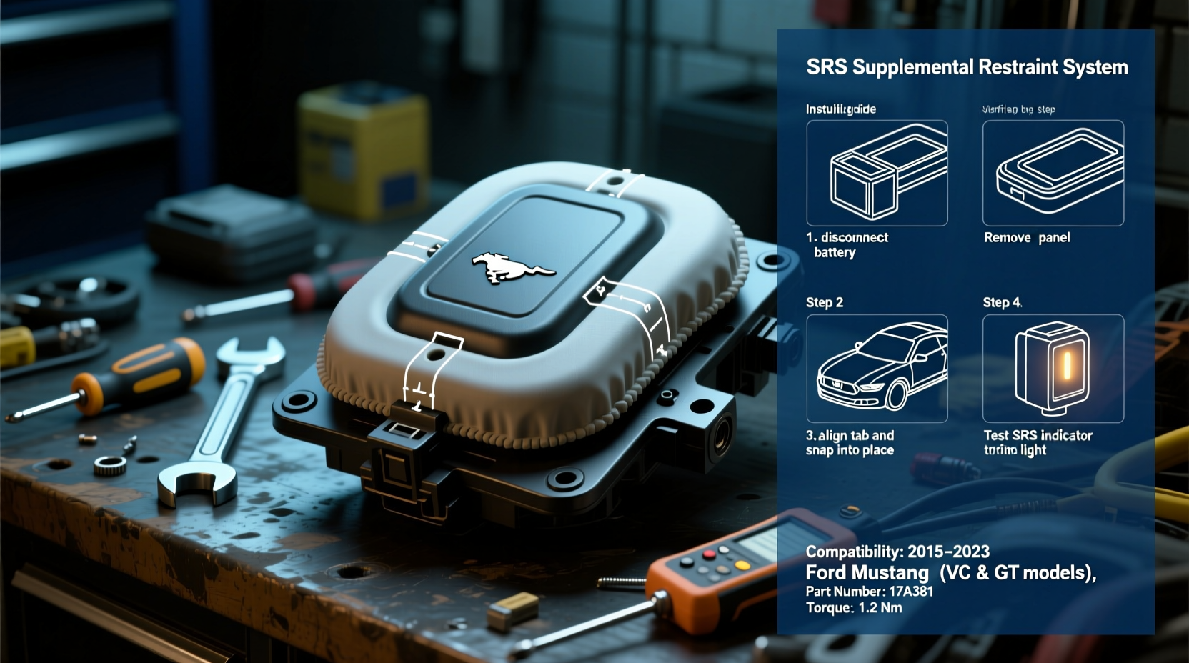 mustang airbag cover srs install guide