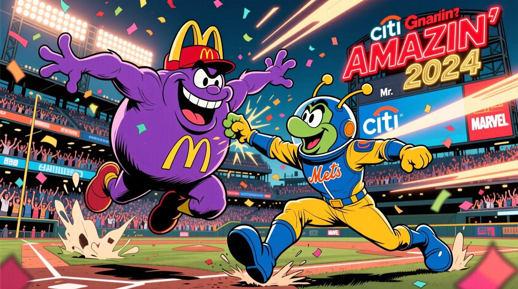 why grimace met the mets the mascots amazin 2024 connection