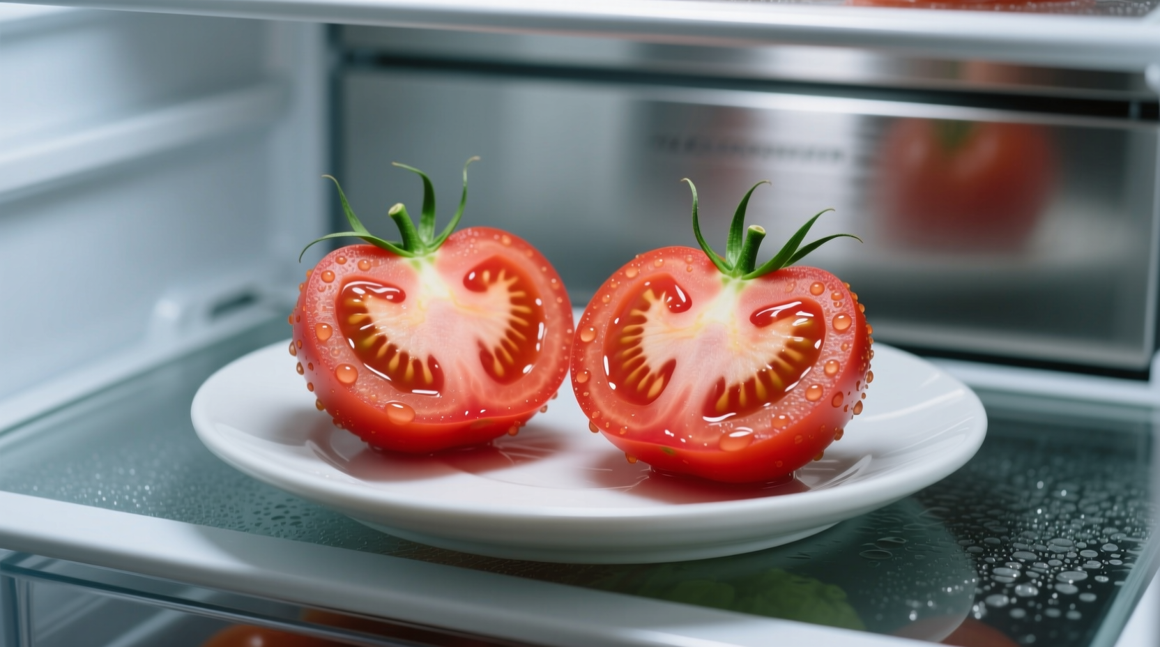 store leftover tomato halves cut side down in the fridg