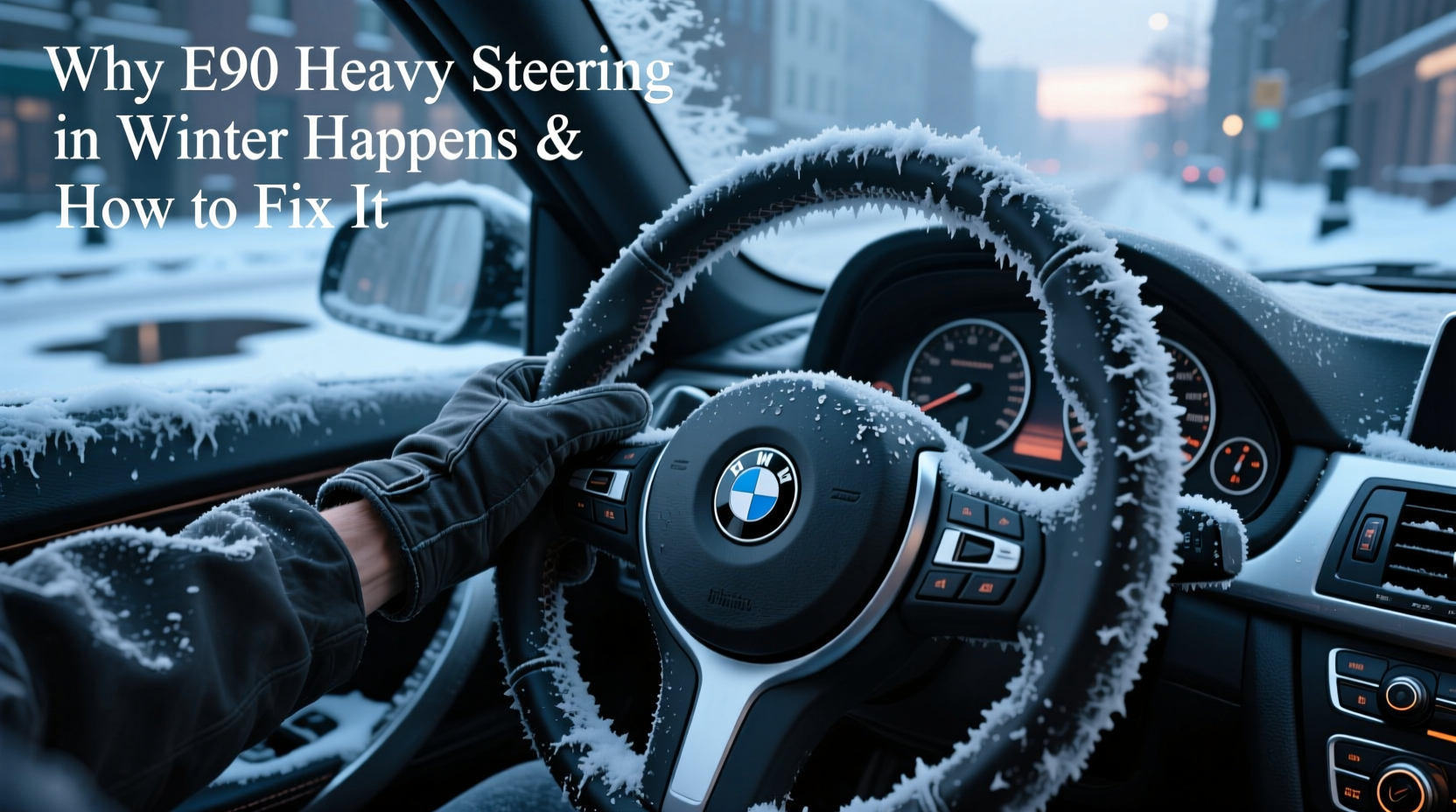 e90 heavy steering winter