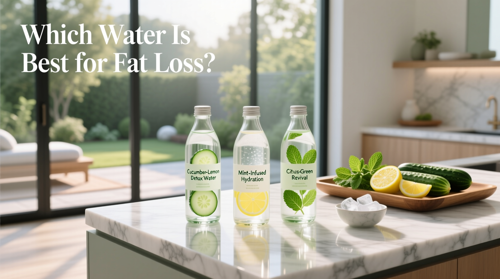 Glass jar of lemon and cucumber detox water with fresh slices and mint leaves