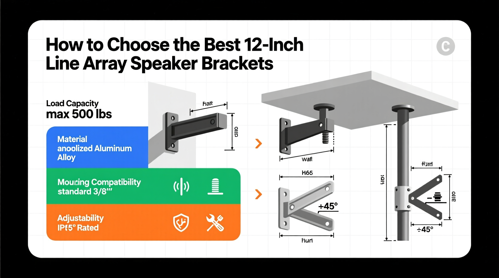 12 inches line array speaker brackets