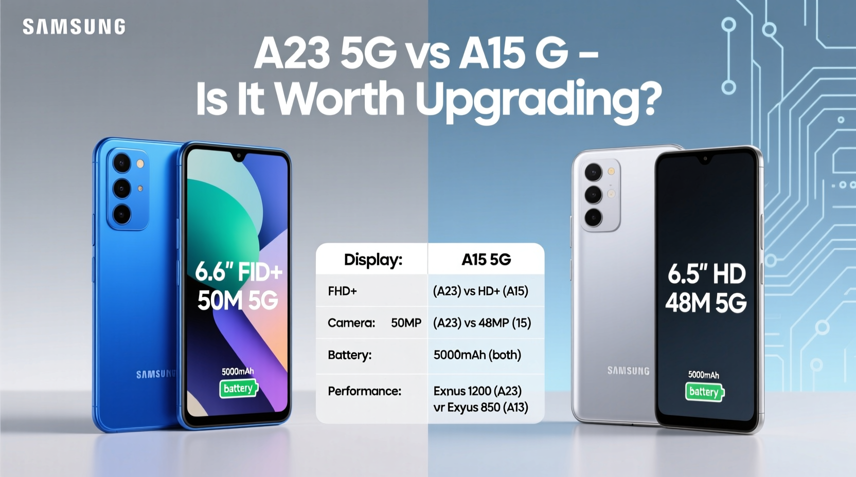 samsung a23 5g vs a15 5g is it worth upgrading or are they basically the same