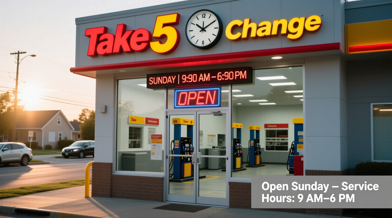 is take 5 oil change open on sundays