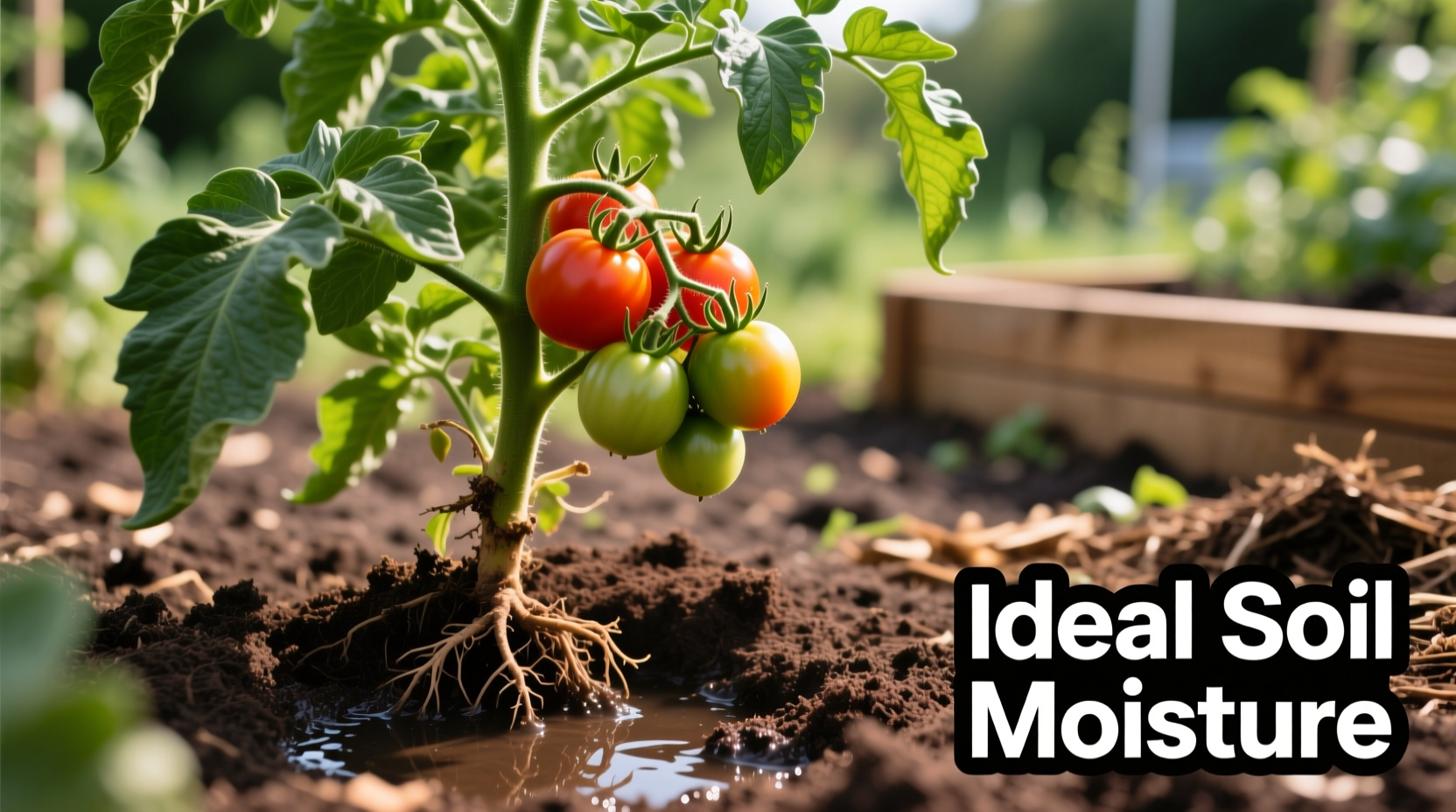 Tomato plant showing proper soil moisture levels