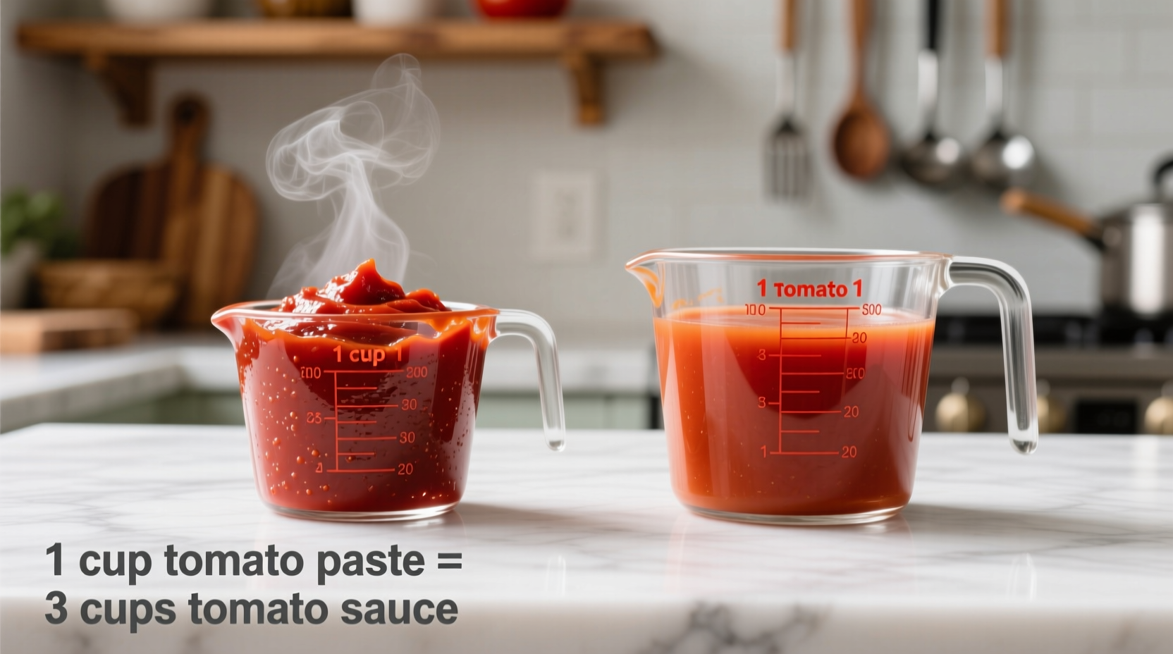 Tomato paste and sauce substitution ratio demonstration