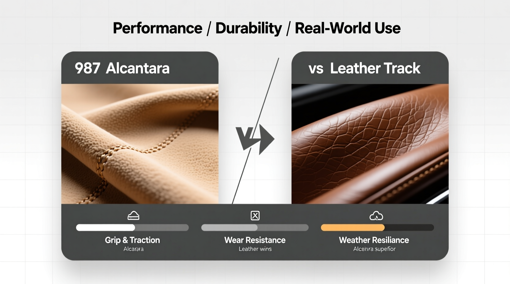 987 alcantara vs leather track