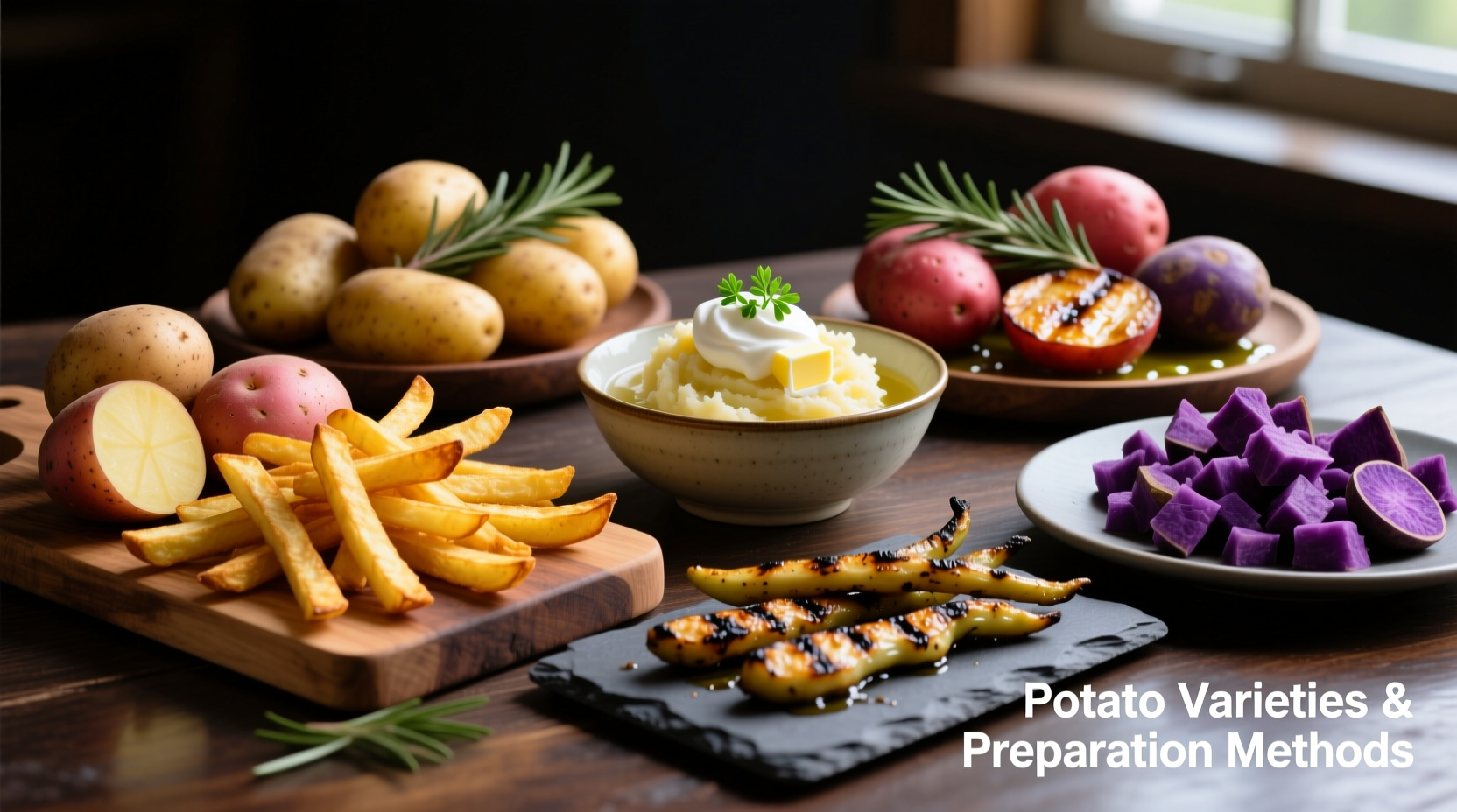 Potato varieties showing different preparation methods