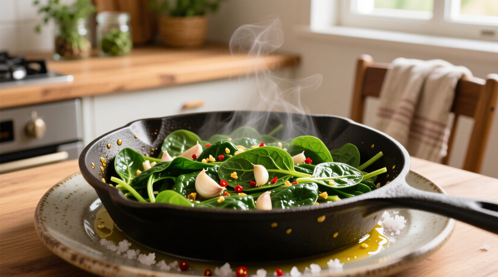 Perfect Garlic Spinach Sauté Recipe in 8 Minutes