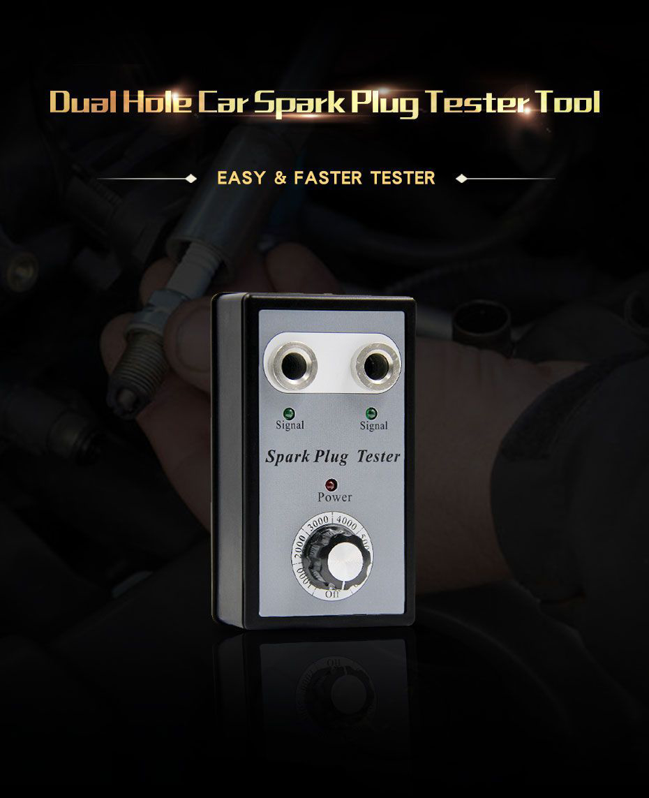 New Dual Hole Car Spark Plug Tester Ignition Plug Analyzer Diagnostic Tool