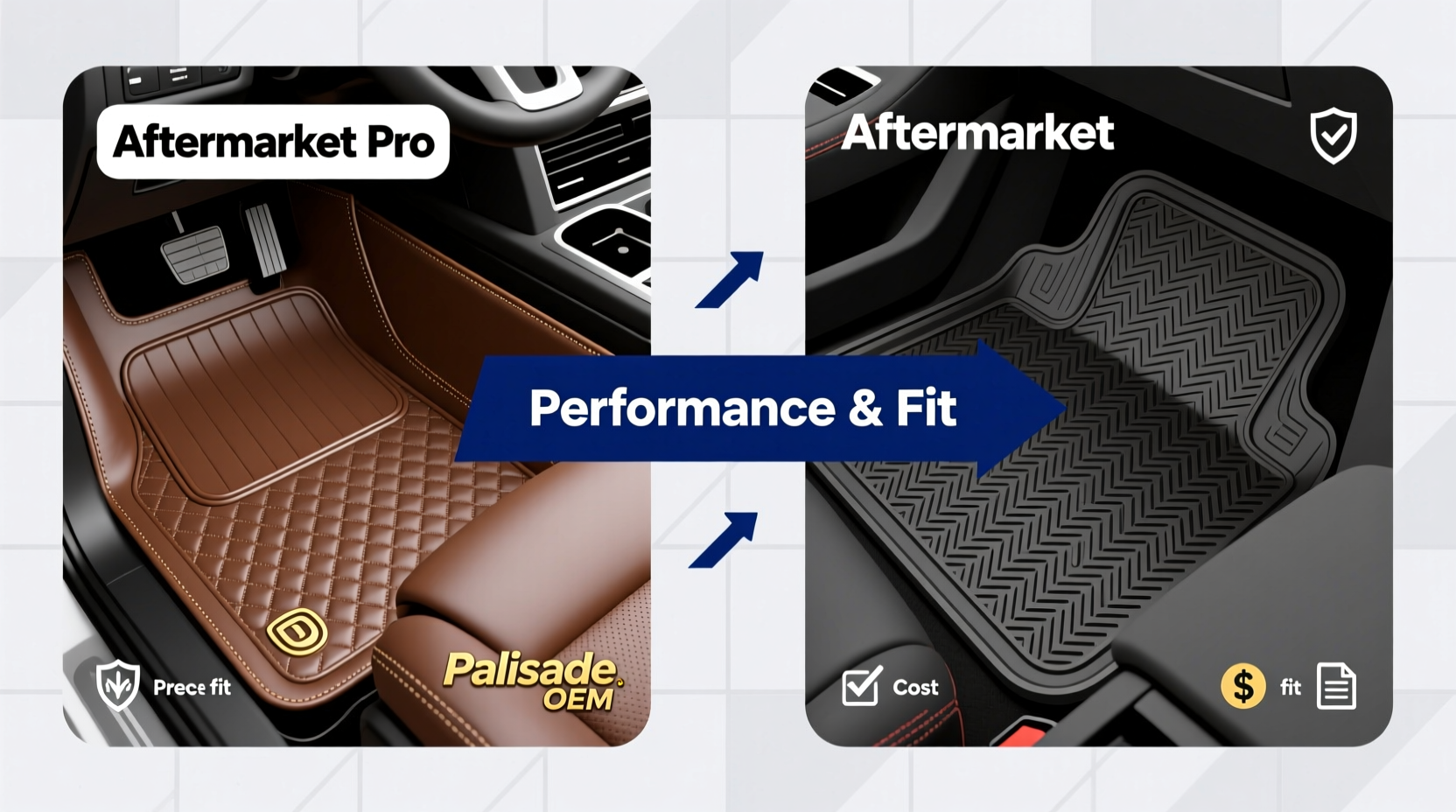 oem vs aftermarket palisade mats