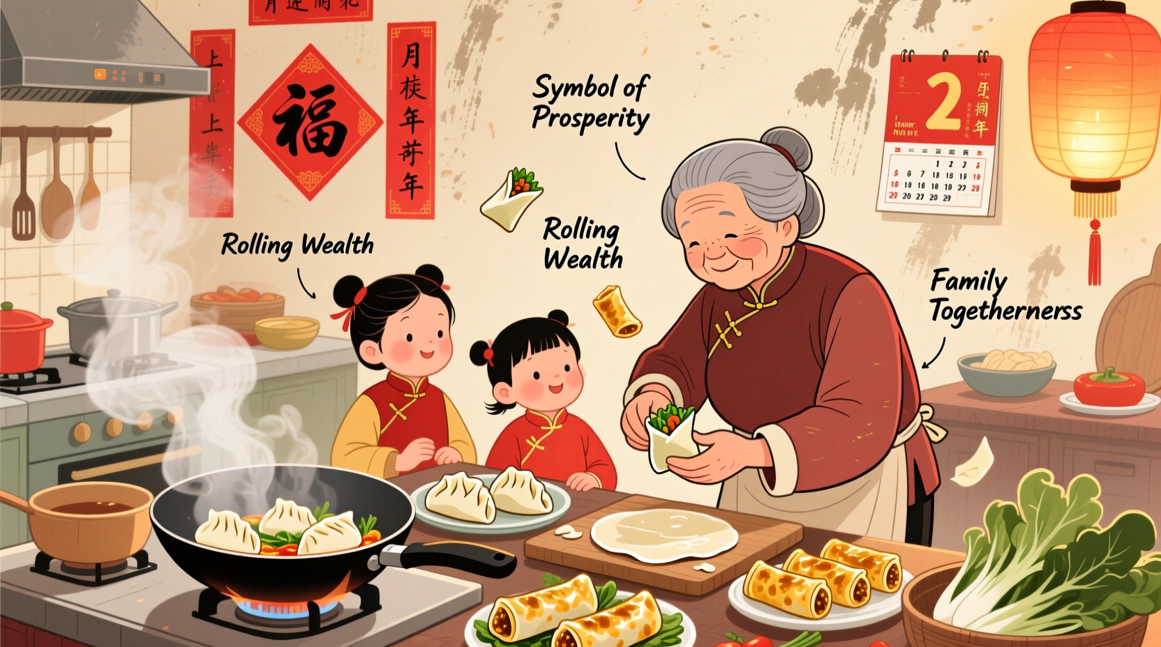 why do people eat spring rolls on chinese new year