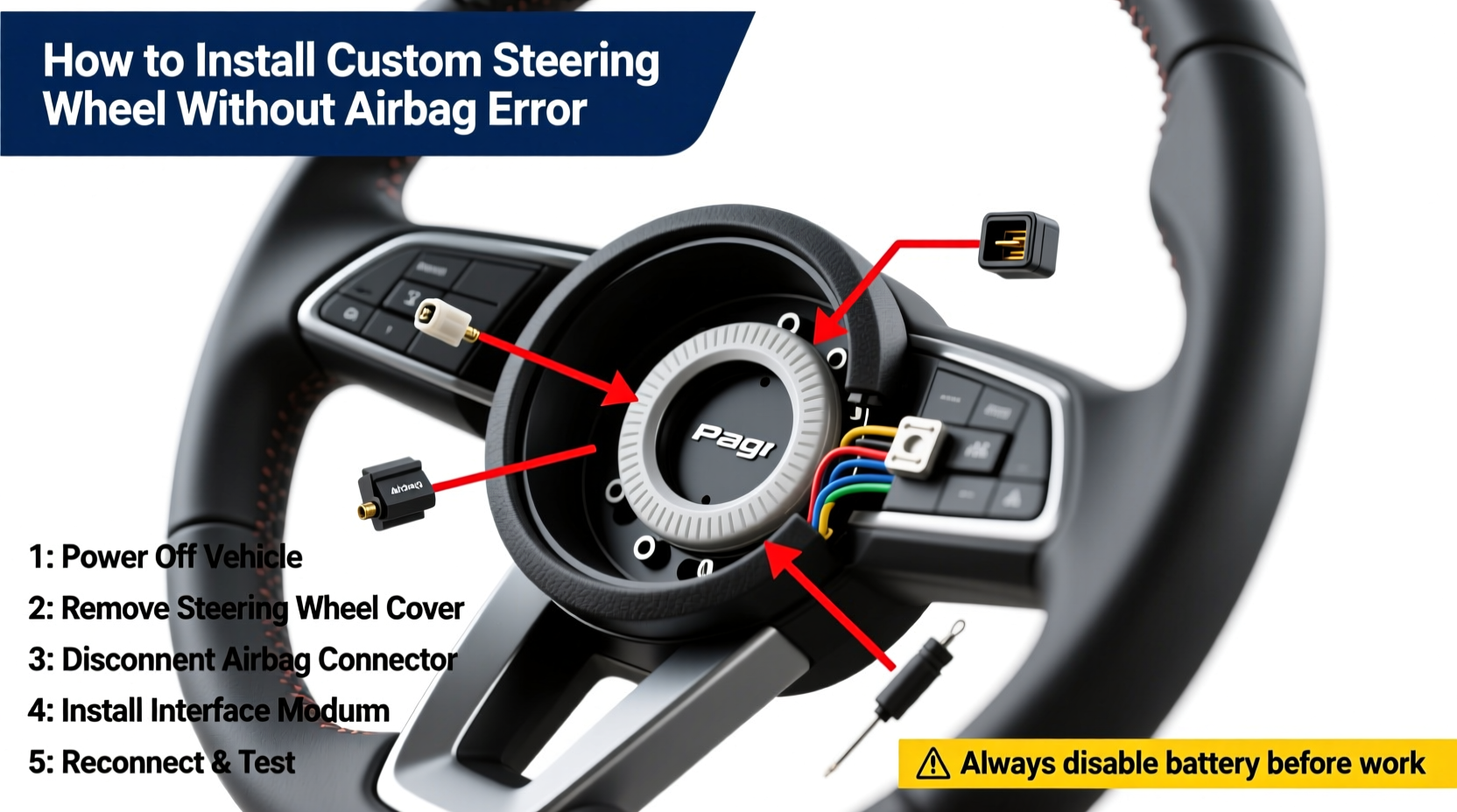 install custom steering wheel no airbag error