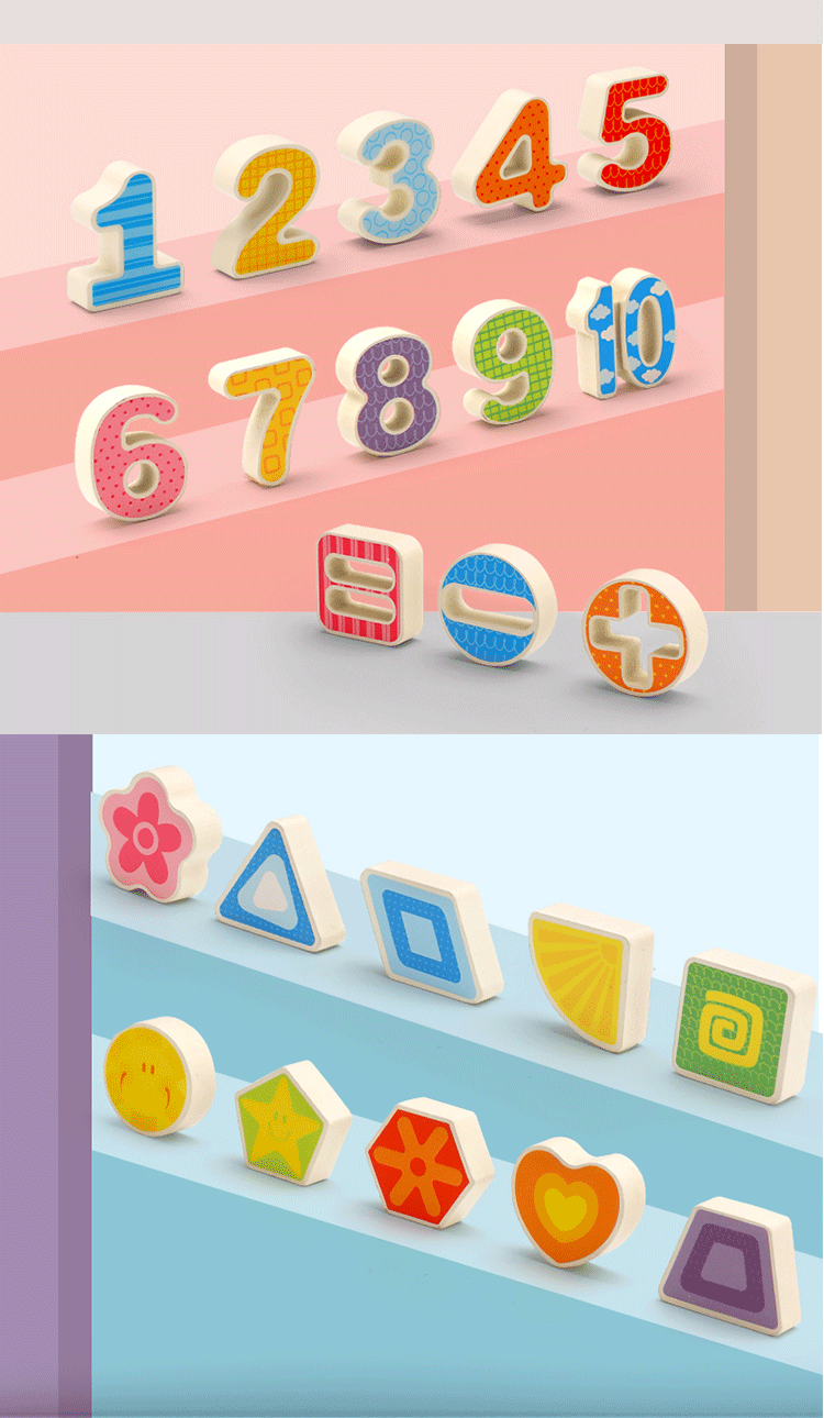 Wholesale Colorful Montessori Five-In-One Wooden Fishing Digital Shape Matching Toys New Design Kids Early Educational Toys