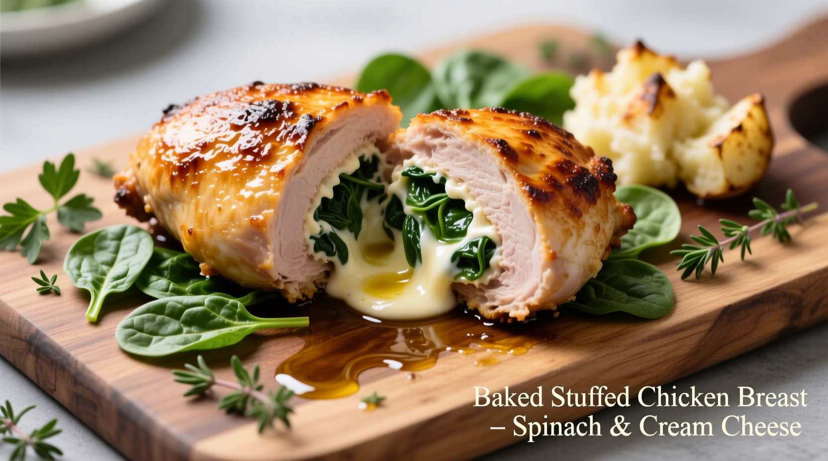 Baked stuffed chicken breast with spinach and cream cheese