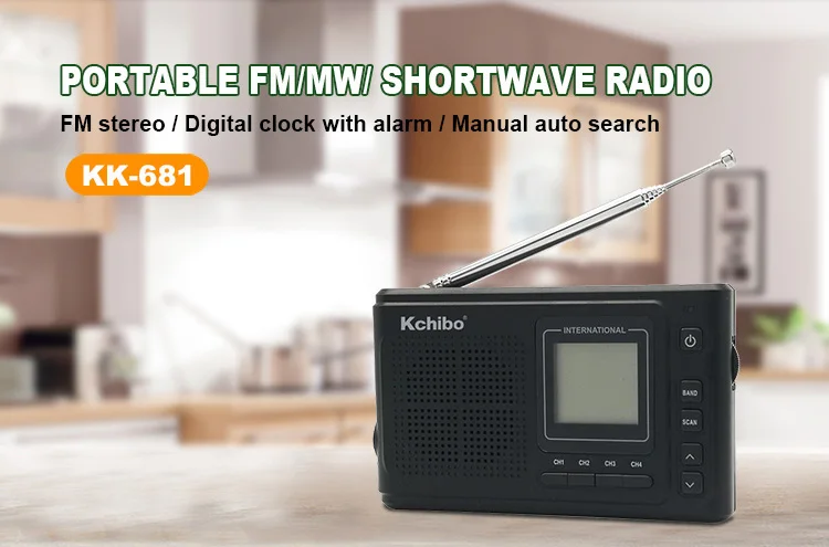 High quality FM stereo radio MW FM SW1-9 multi band portable radio used as clock