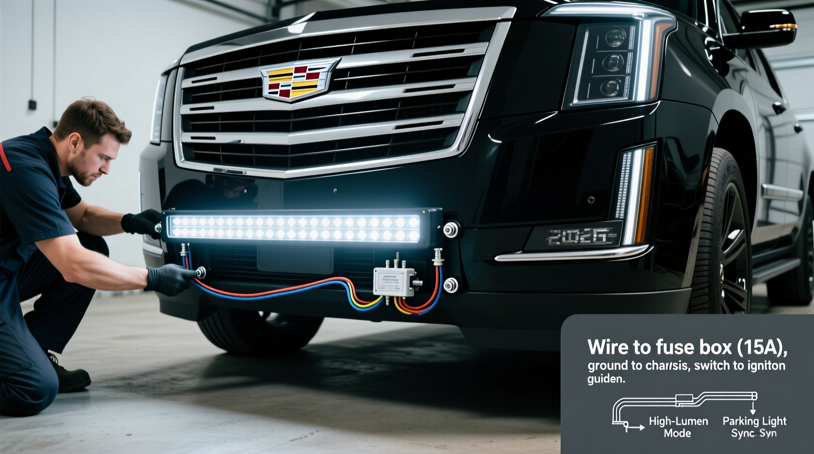 2026 escalade led light bar install