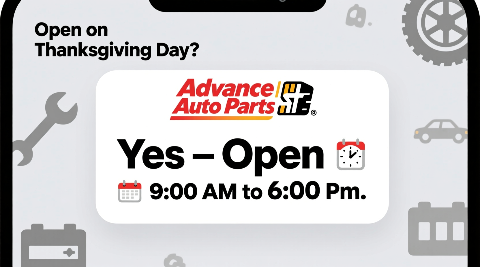 is advance auto parts open on thanksgiving day