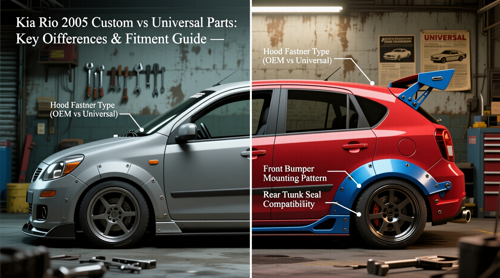 kia rio 2005 custom vs universal