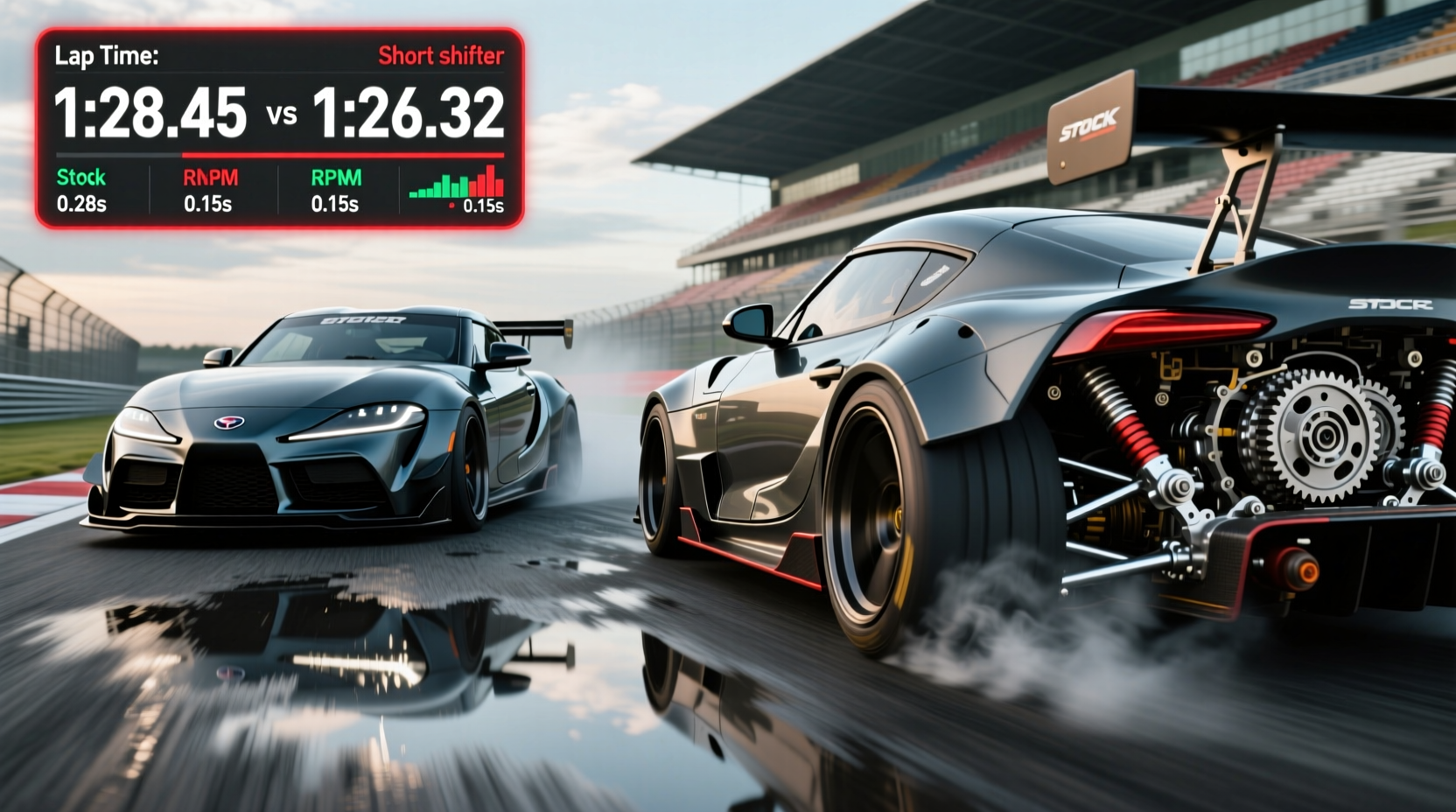 short shifter vs stock track data
