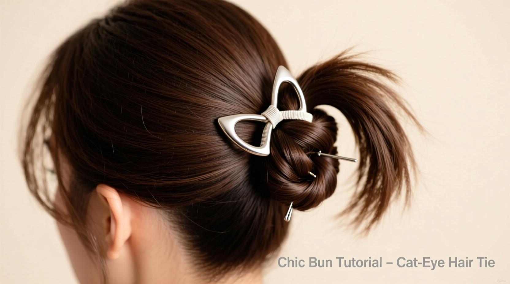 step by step guide to creating a chic bun using a cat eye hair tie