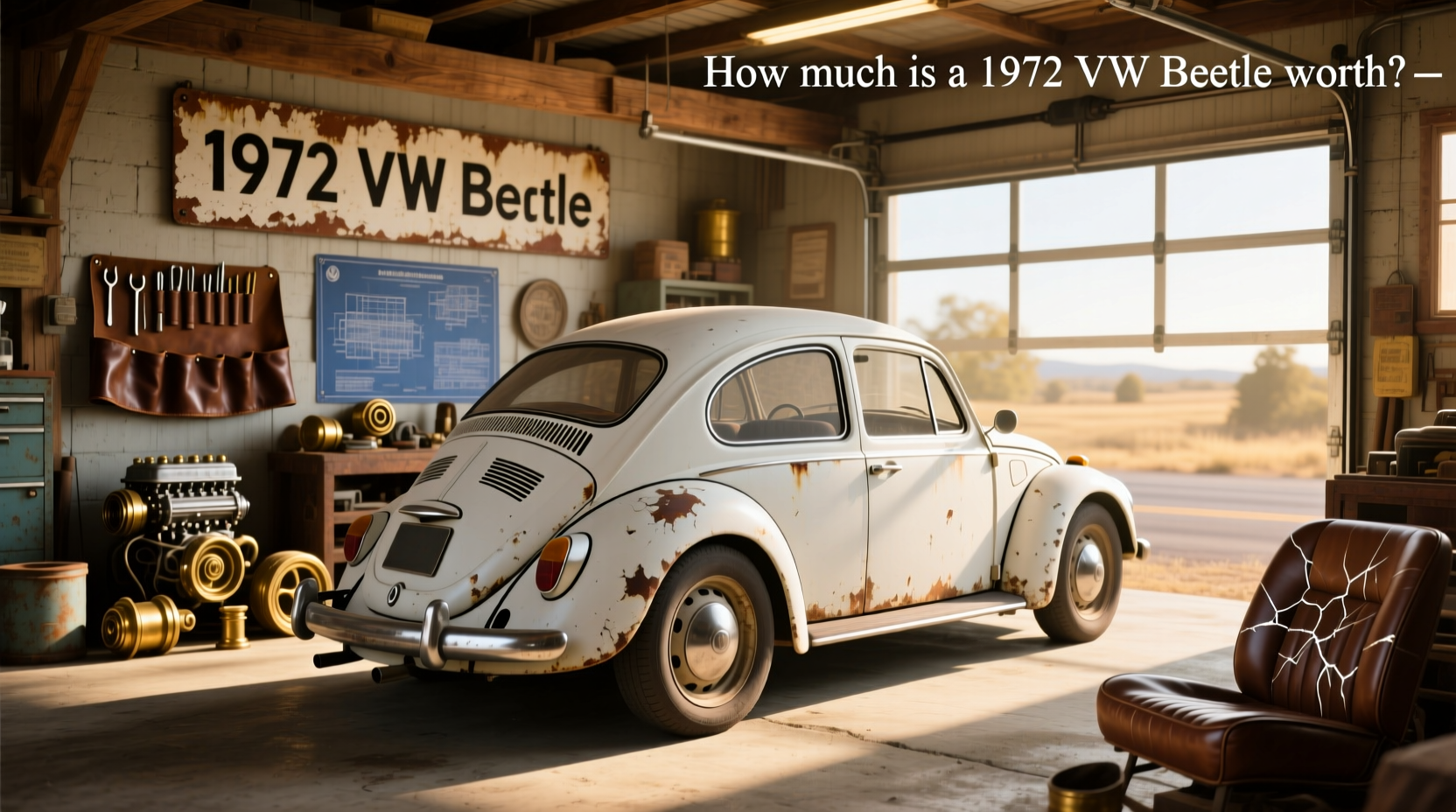 Side profile of vintage Volkswagen Beetle
