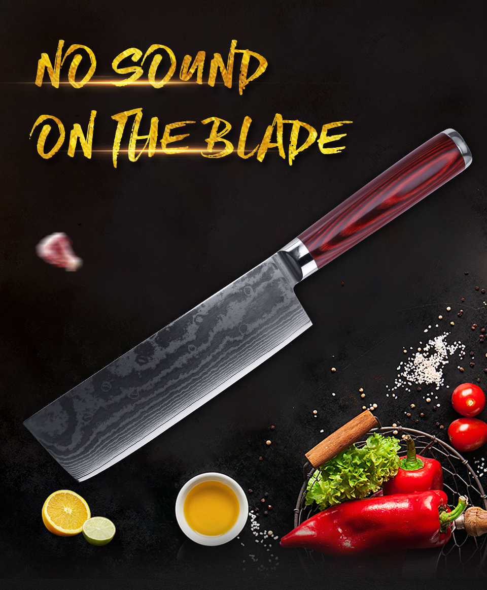 FINDKING 6 inch damascus nakiri knife pakka wood handle  67 layers damascus steel kitchen knife