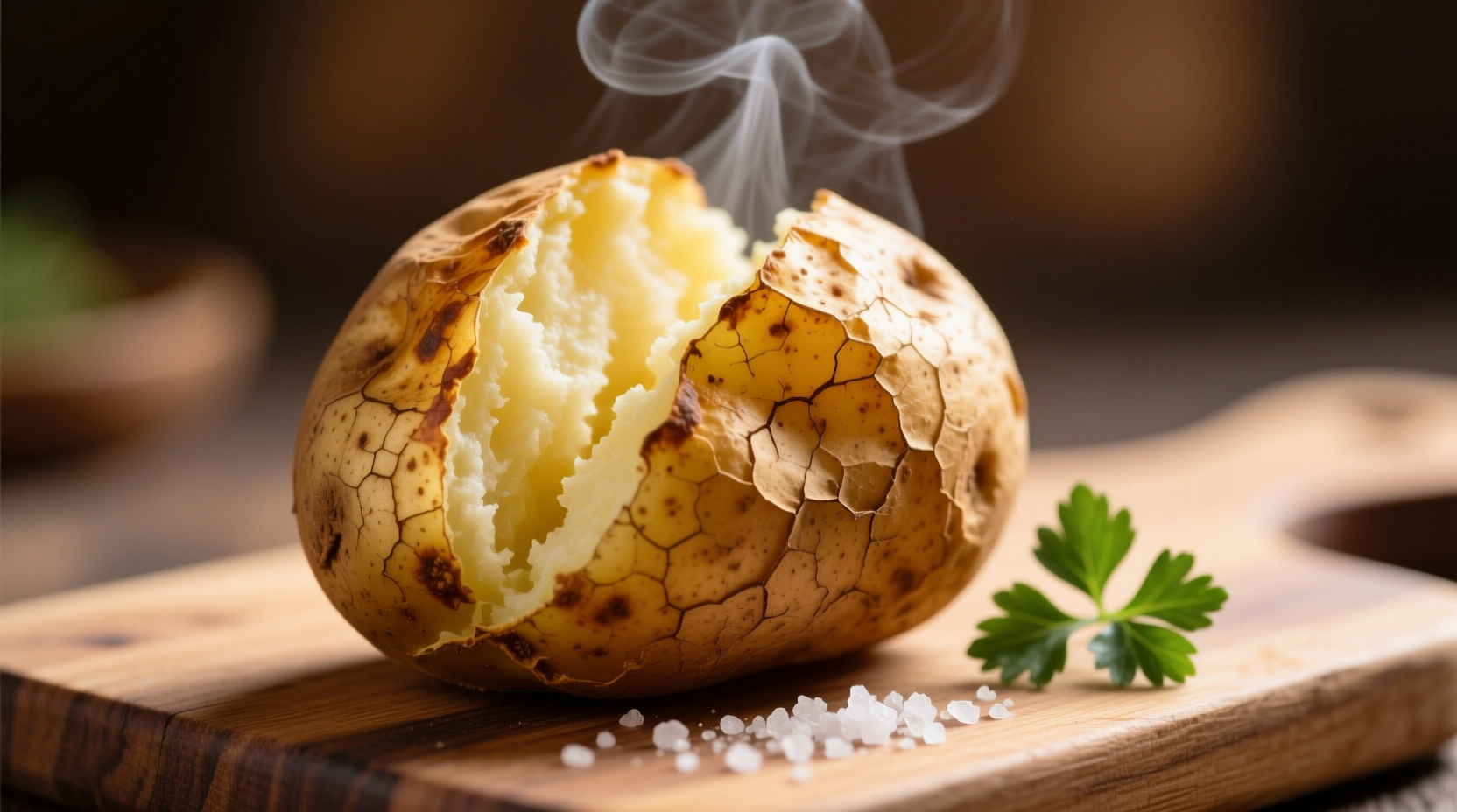 Perfectly baked jacket potato with crispy skin and fluffy interior