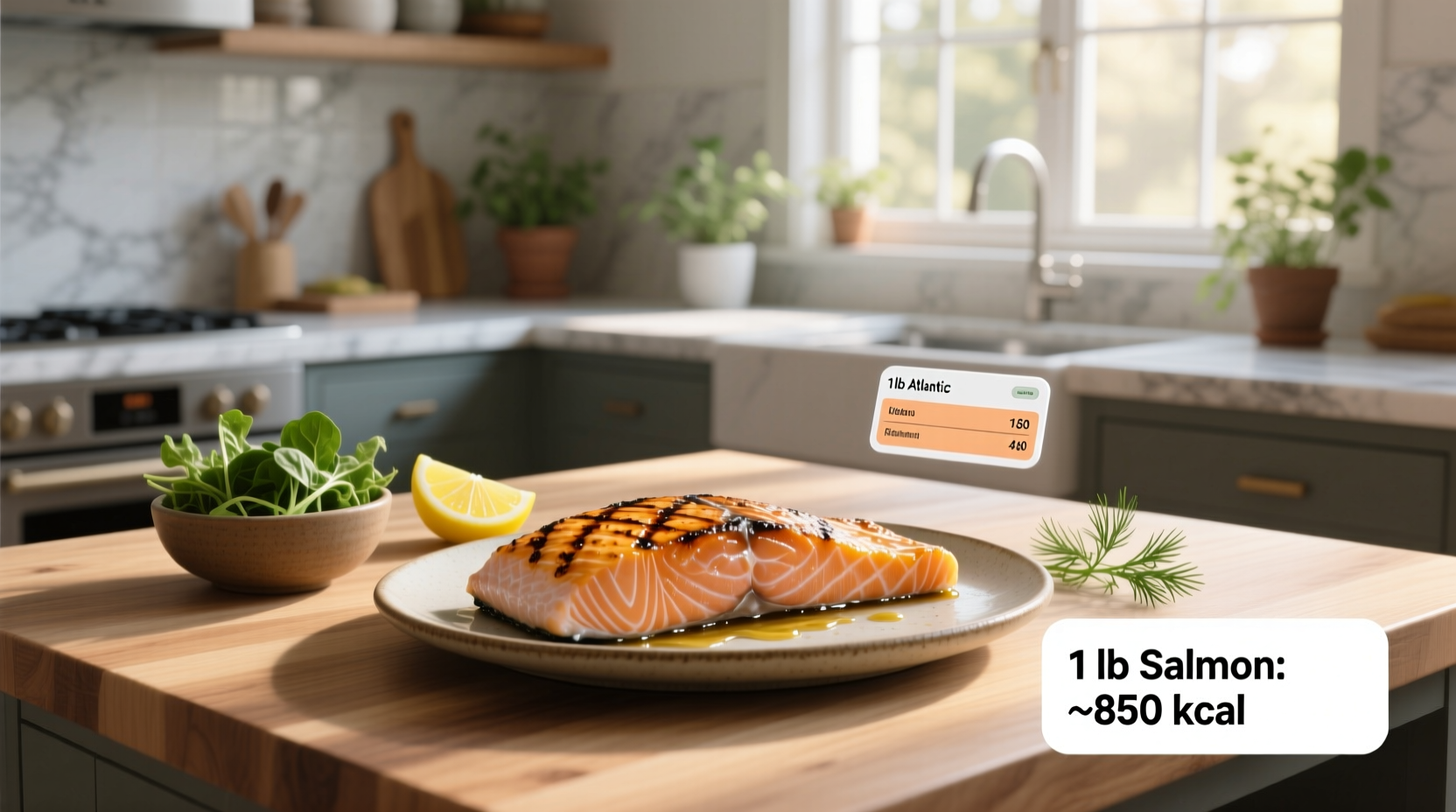 1lb salmon calories wild vs farmed