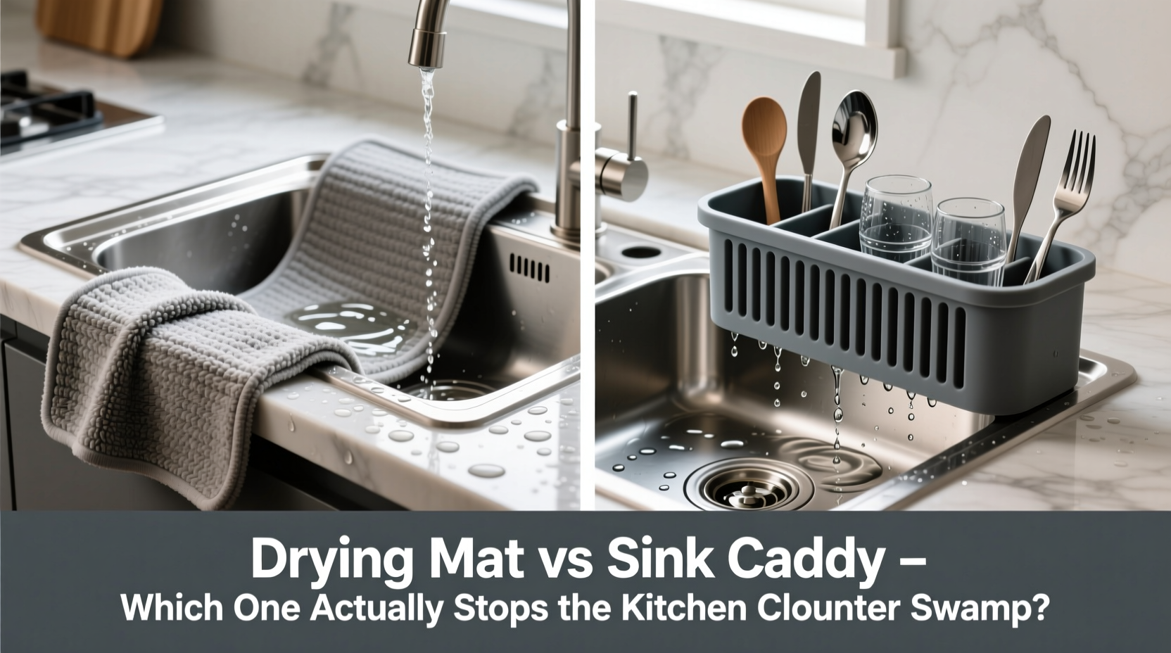 drying mat vs sink caddy which one actually stops the kitchen counter swamp
