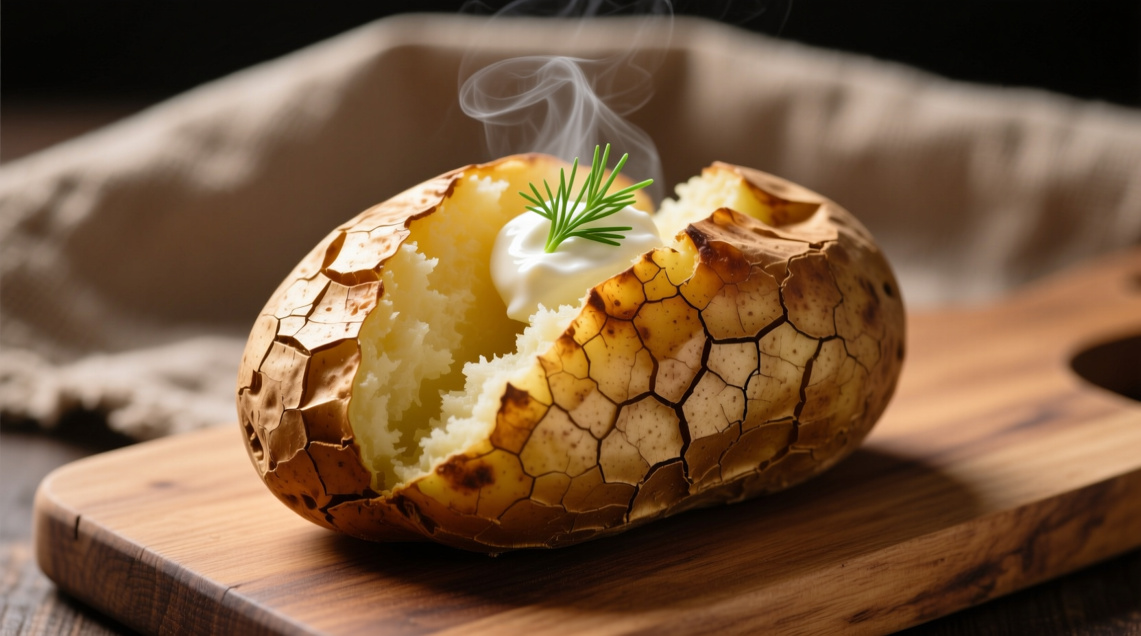 Perfectly baked jacket potato with crispy skin