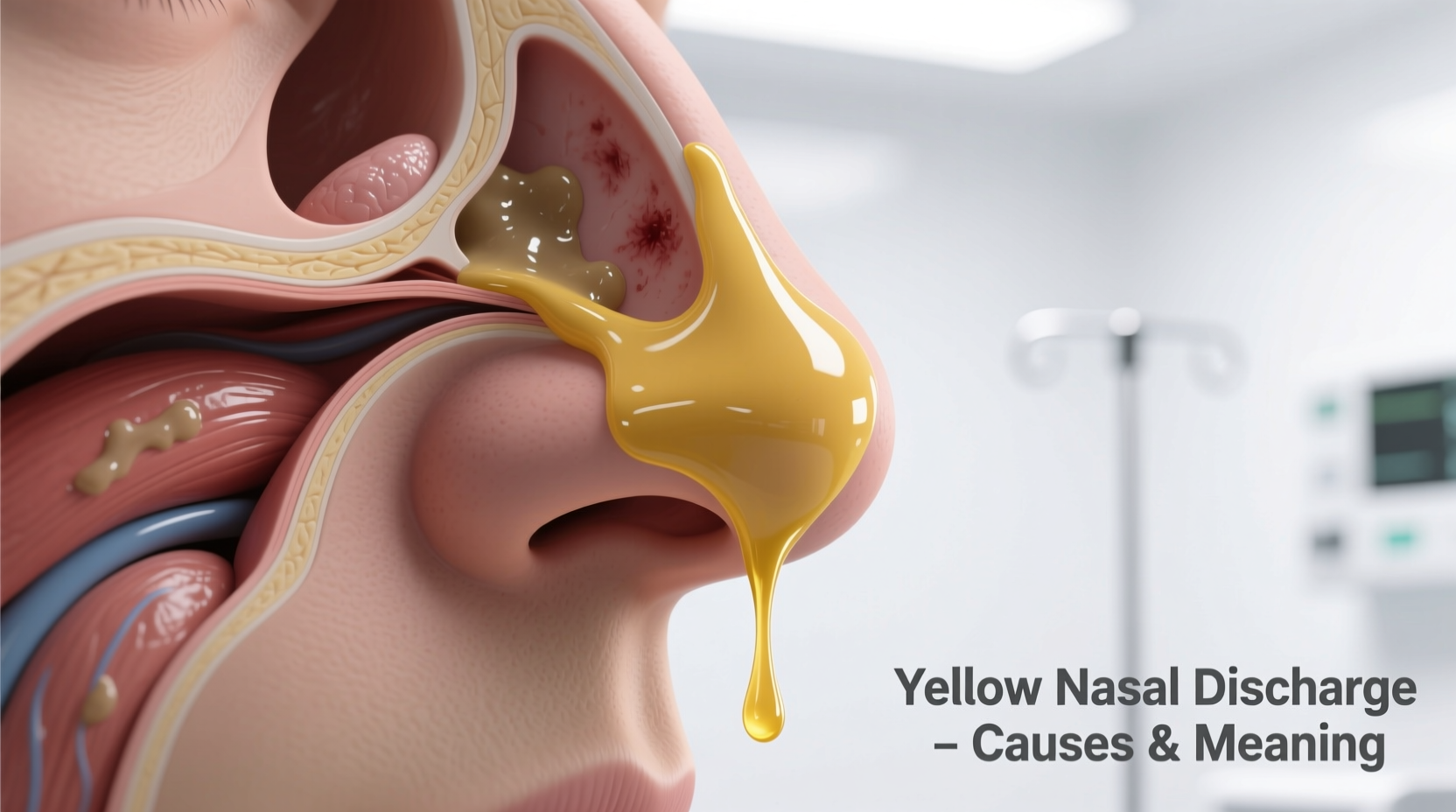 yellow liquid dripping from nose causes and what it means