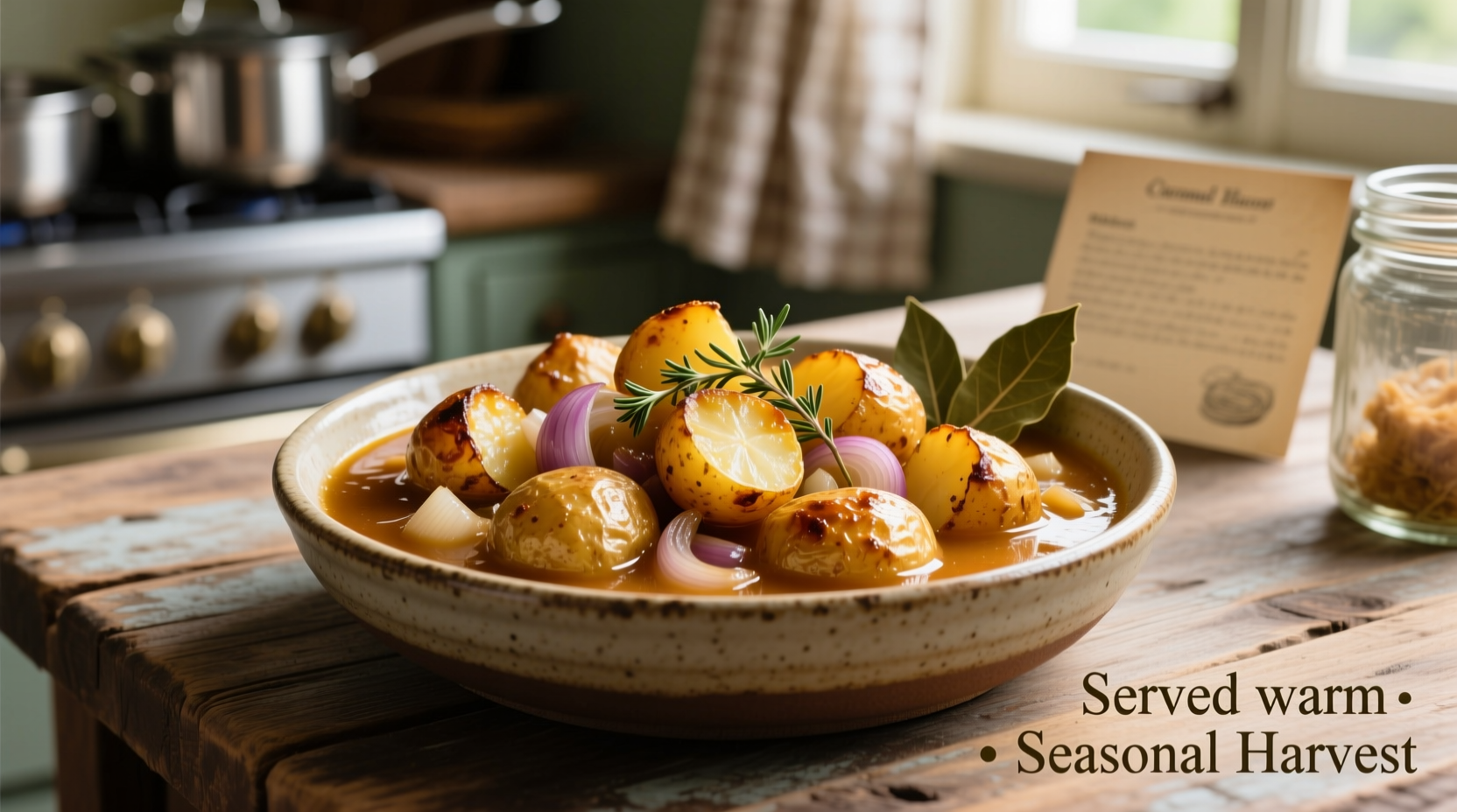 Golden roasted potatoes with onion soup mix