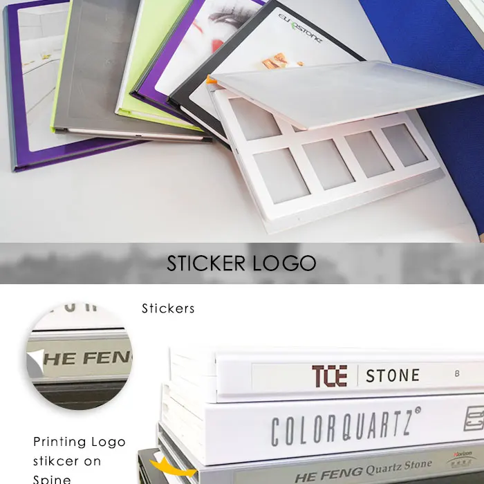 3 Tier Tumble Acrylic For Tumble Rack Stone Book With Business Card Folder 6 Page Quartz Sample Folder