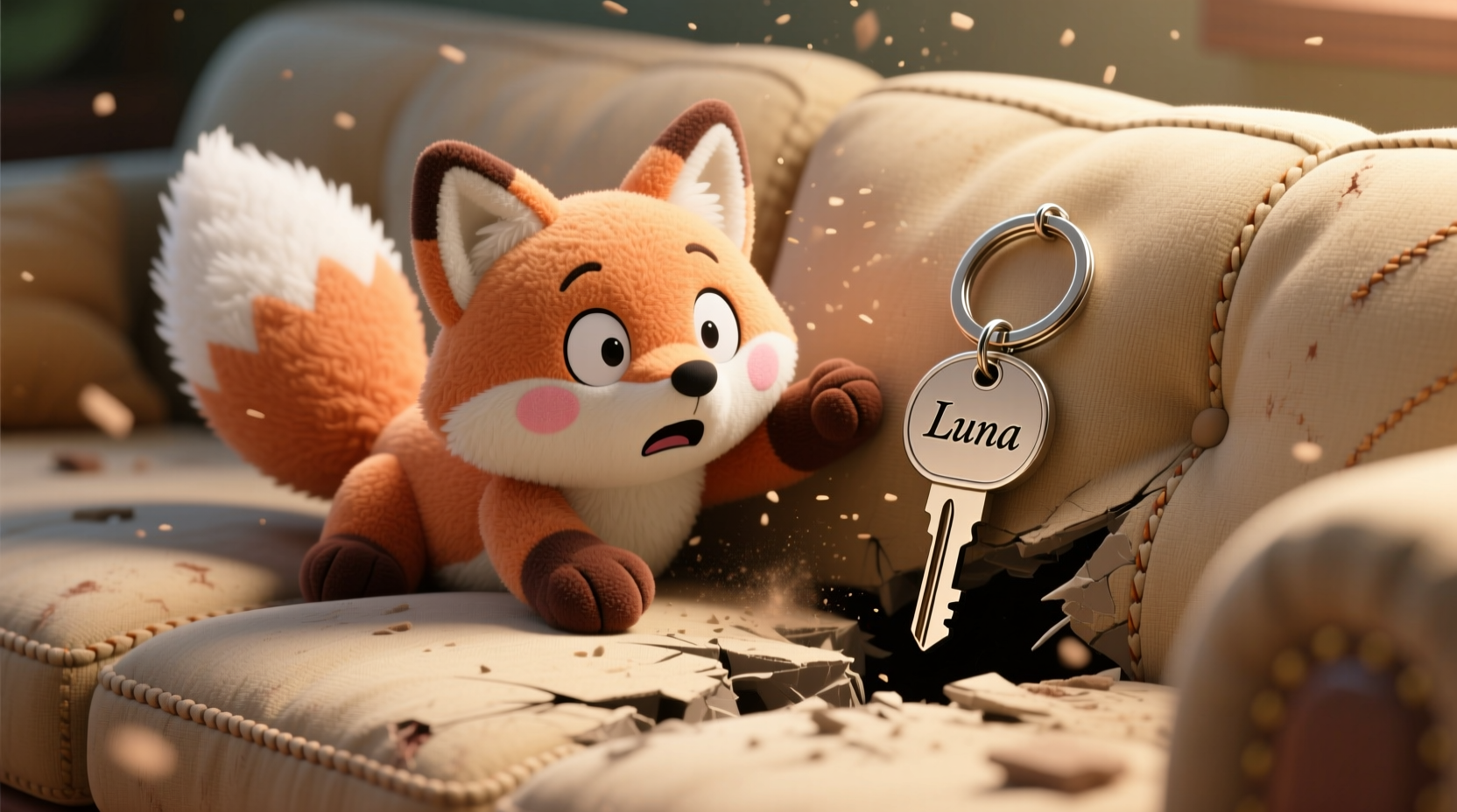 plushie vs personalized keychains which ones more likely to end up lost in the couch